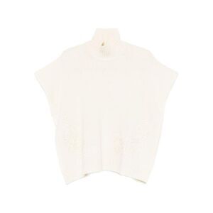 ERMANNO Women's Embroidered Turtleneck Knit Vest Women Beige Sweaters & Knitwear